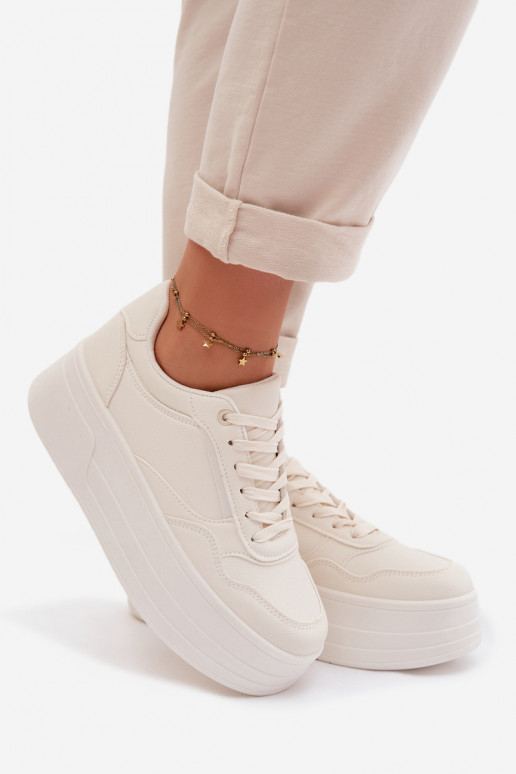 Women's Sneakers With Chunky Platform Light Beige Feressa