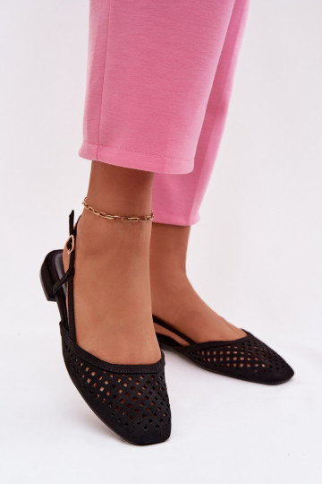 Breathable Eco Suede Black Ballerinas Farivelle