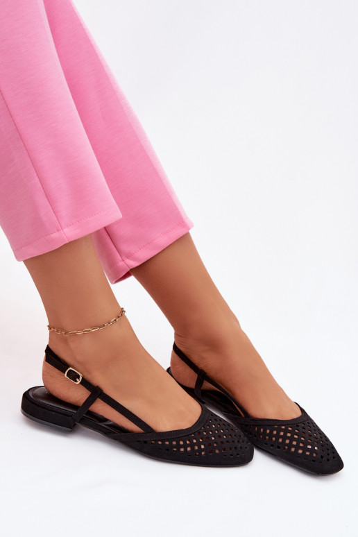 Breathable Eco Suede Black Ballerinas Farivelle