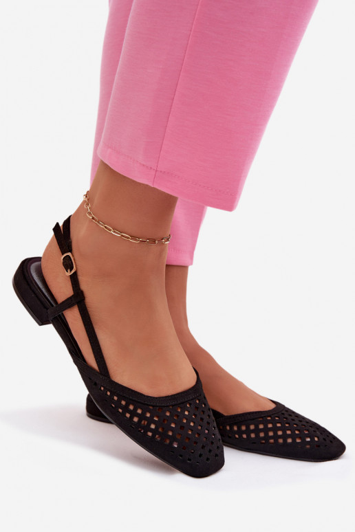 Breathable Eco Suede Black Ballerinas Farivelle