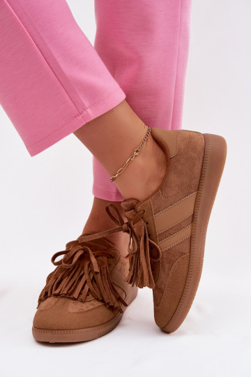 Women's Sneakers With Fringes Camel Dorivelle
