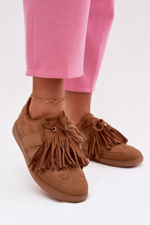 Women's Sneakers With Fringes Camel Dorivelle
