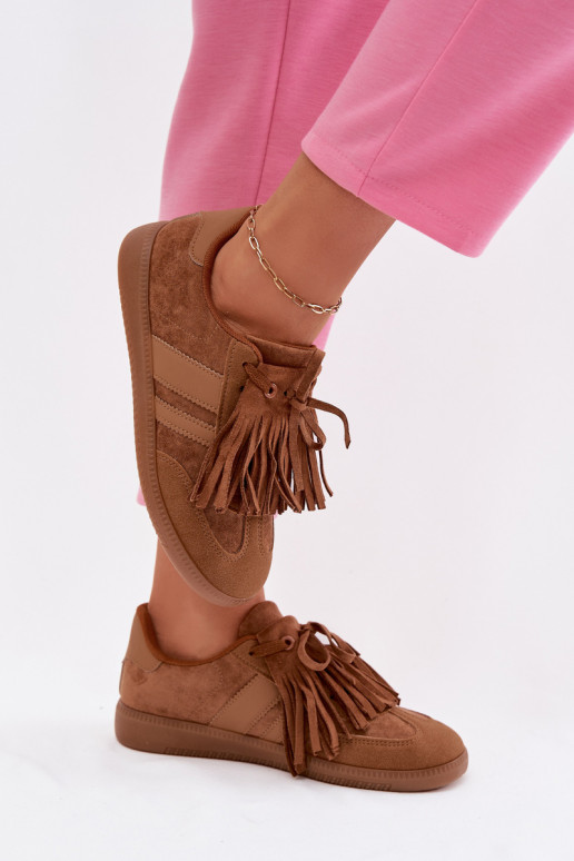 Women's Sneakers With Fringes Camel Dorivelle