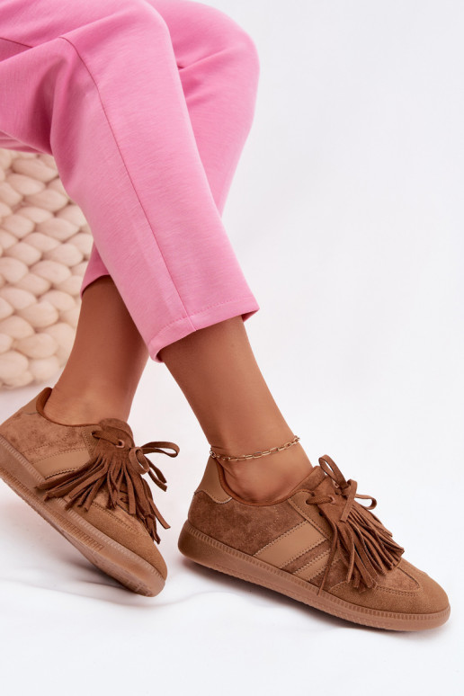 Women's Sneakers With Fringes Camel Dorivelle