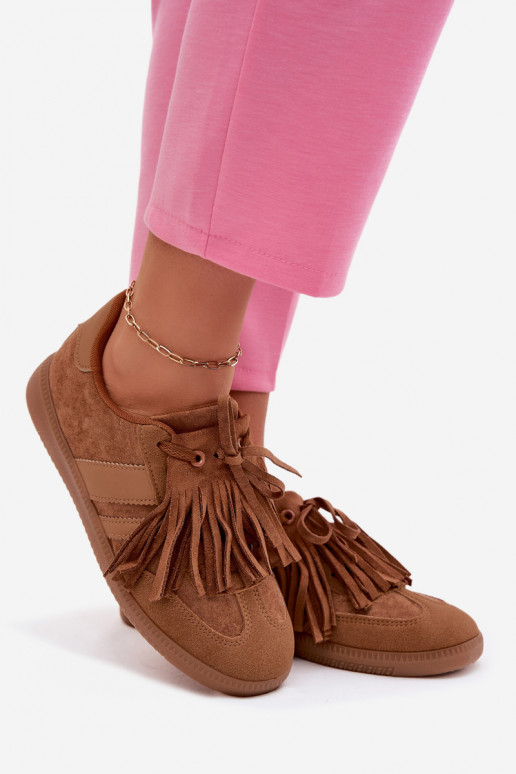 Women's Sneakers With Fringes Camel Dorivelle