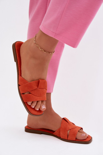 Women's Flat Strappy Eco Suede Orange Florane Sandals