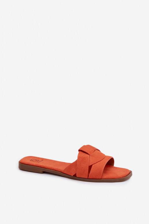 Women's Flat Strappy Eco Suede Orange Florane Sandals