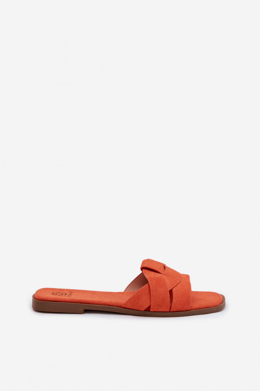 Women's Flat Strappy Eco Suede Orange Florane Sandals