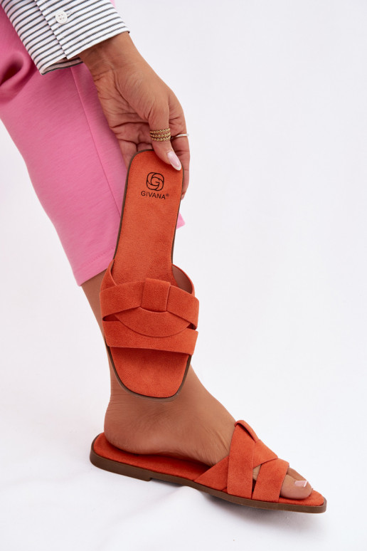 Women's Flat Strappy Eco Suede Orange Florane Sandals