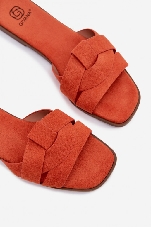 Women's Flat Strappy Eco Suede Orange Florane Sandals