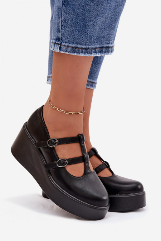 Women's Platform Shoes With Straps Black Jesivelle