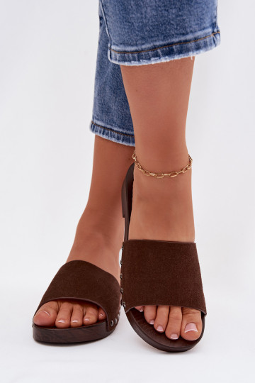 Women's Flat Buckle Sandals Chocolate Amelvessa 2