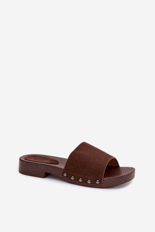 Women's Flat Buckle Sandals Chocolate Amelvessa