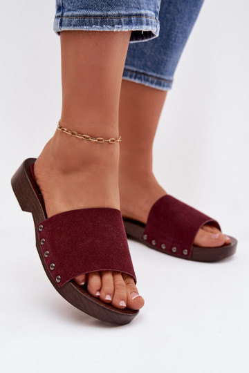 Women's Flat Buckle Sandals Bordeaux Amelvessa 2