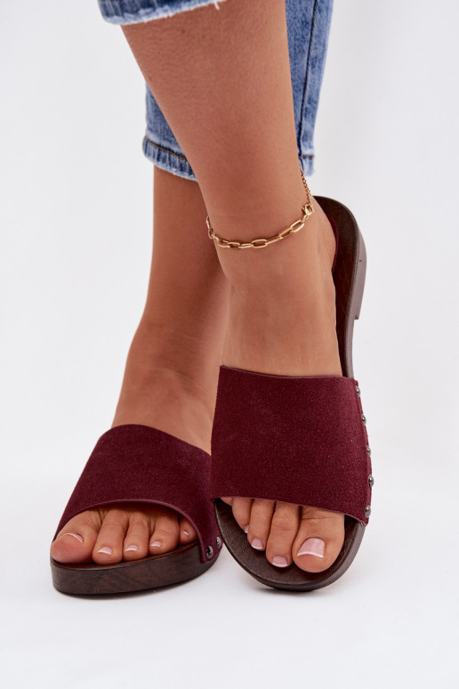 Women's Flat Buckle Sandals Bordeaux Amelvessa