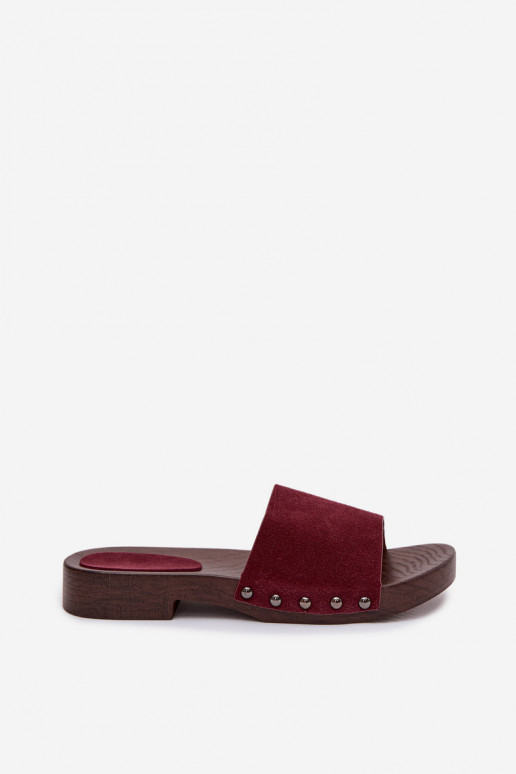 Women's Flat Buckle Sandals Bordeaux Amelvessa