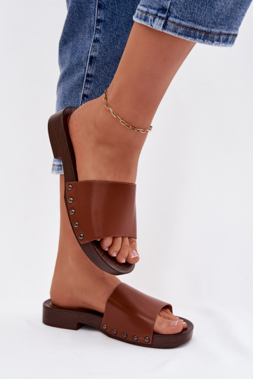 Women's Flat Buckle Sandals Camel Brinalle