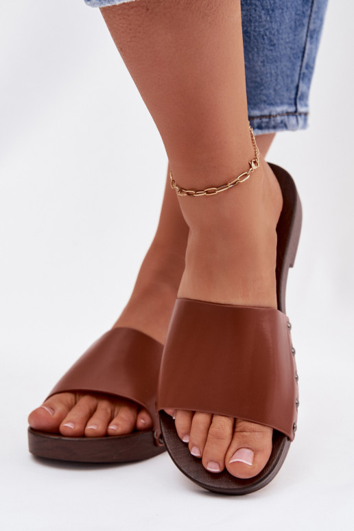 Women's Flat Buckle Sandals Camel Brinalle