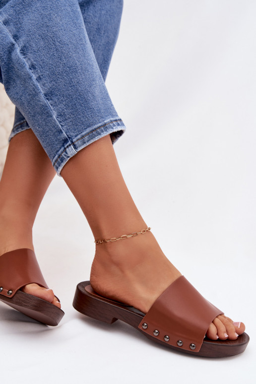 Women's Flat Buckle Sandals Camel Brinalle