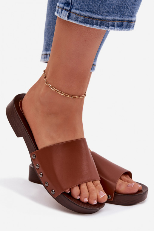 Women's Flat Buckle Sandals Camel Brinalle