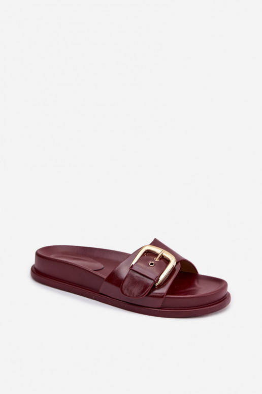Women's Slip-Ons With Gold Buckle Bordeaux Rosivana