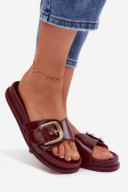 Women's Slip-Ons With Gold Buckle Bordeaux Rosivana