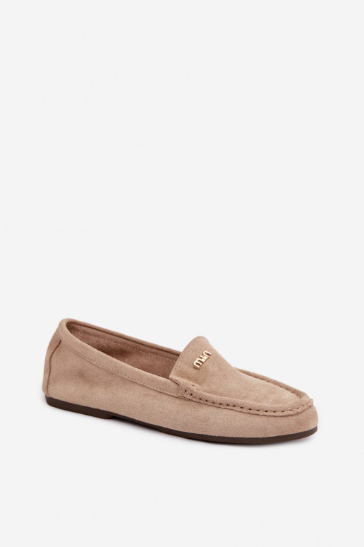 Women's Loafers With Small Gold Detail Dark Beige Sarivelle