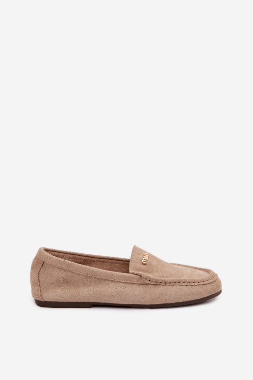 Women's Loafers With Small Gold Detail Dark Beige Sarivelle