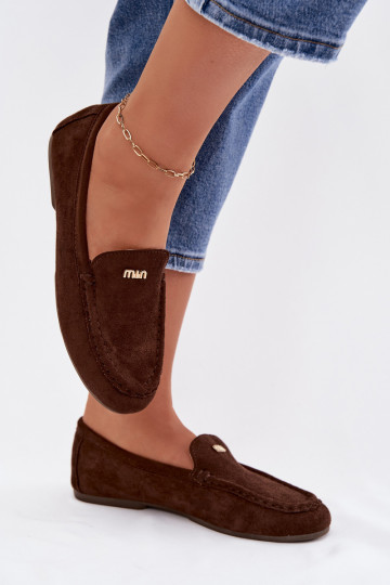 Women's Moccasins With Small Gold Detail Chocolate Sarivelle
