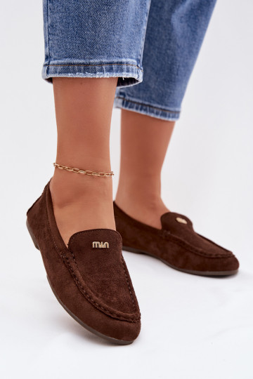 Women's Moccasins With Small Gold Detail Chocolate Sarivelle 2