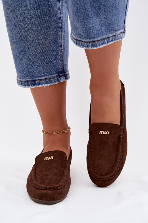Women's Moccasins With Small Gold Detail Chocolate Sarivelle