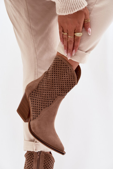 Women's Openwork Block Heel Beige Rivorina