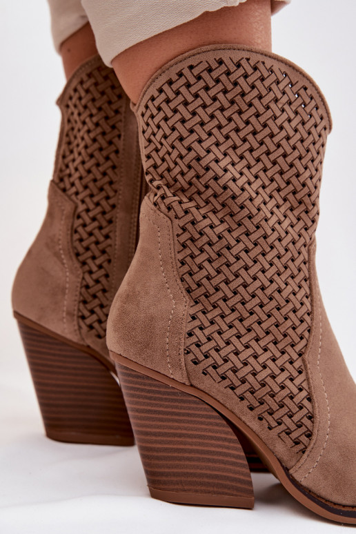 Women's Openwork Block Heel Beige Rivorina