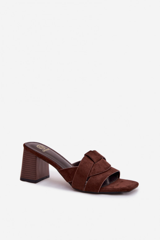 Women's Block Heel Strappy Eko Suede Chocolate Corivelle