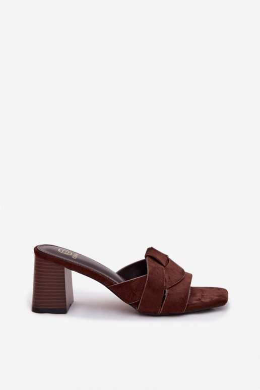 Women's Block Heel Strappy Eko Suede Chocolate Corivelle