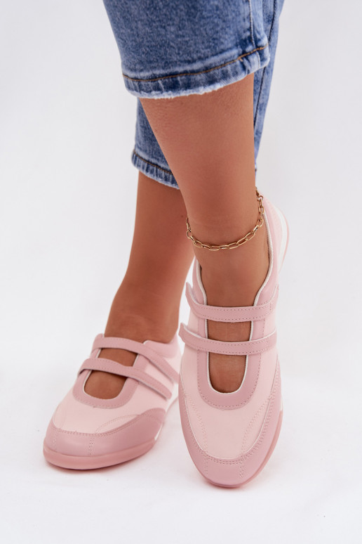 Sporty Women's Ballerinas With Straps Pink Farvessa