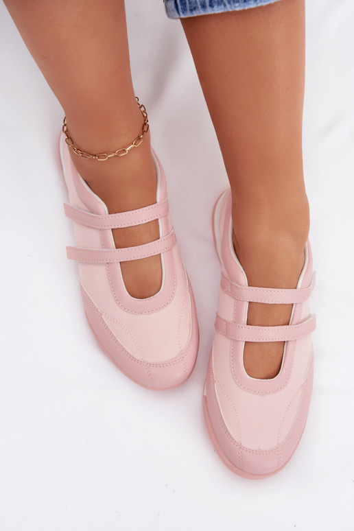 Sporty Women's Ballerinas With Straps Pink Farvessa