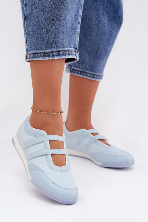 Sporty Women's Ballerinas With Straps Blue Farvessa