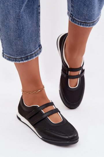 Sporty Women's Ballerinas With Straps Black Farvessa