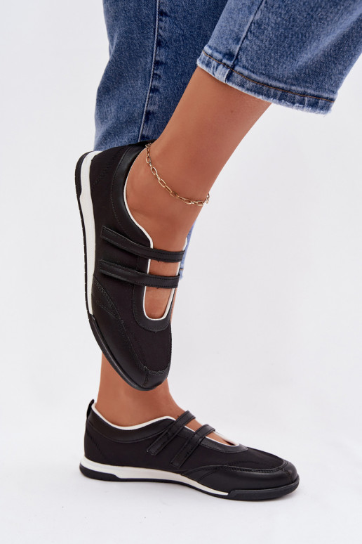Sporty Women's Ballerinas With Straps Black Farvessa