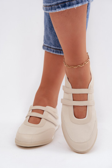 Women's Sports Ballerinas With Straps Beige Farvessa 2