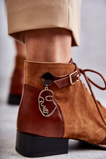 Damskie Skórzane Botki Trzewiki Maciejka 5743A-29 Brązowe 2