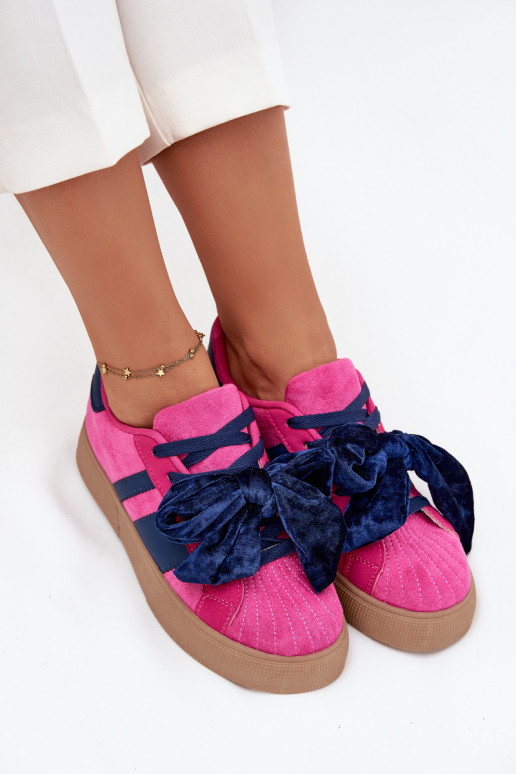 Women's Sneakers With Velvet Bow Fuchsia Ashlyn