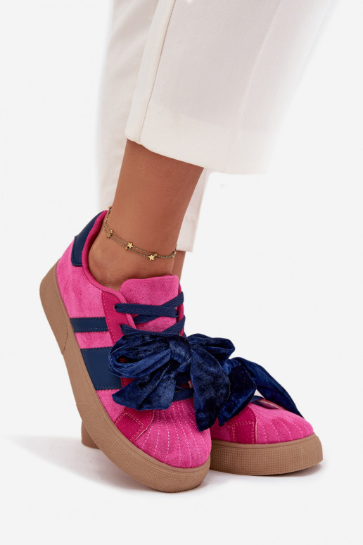 Women's Sneakers With Velvet Bow Fuchsia Ashlyn
