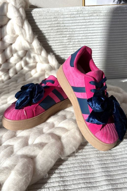 Women's Sneakers With Velvet Bow Fuchsia Ashlyn