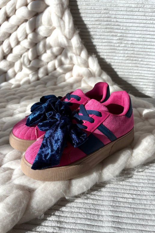 Women's Sneakers With Velvet Bow Fuchsia Ashlyn