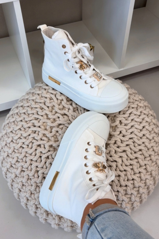 Womens Platform Sneakers With Patches White Gracella