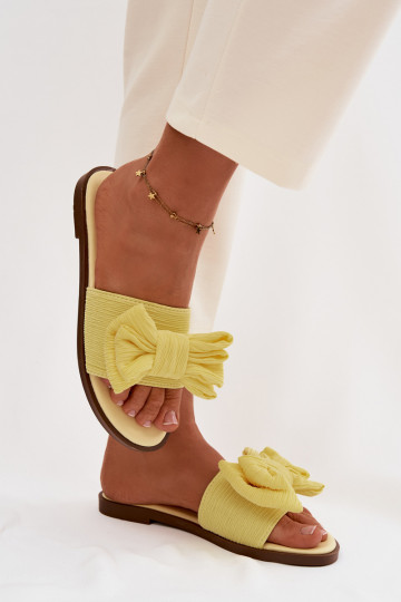 Women's Low Heel Slippers With Bow Yellow Amivelle
