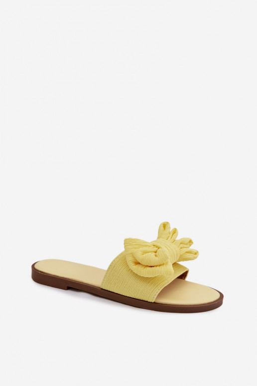 Women's Low Heel Slippers With Bow Yellow Amivelle