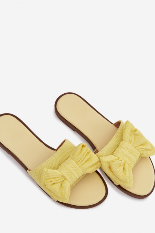 Women's Low Heel Slippers With Bow Yellow Amivelle